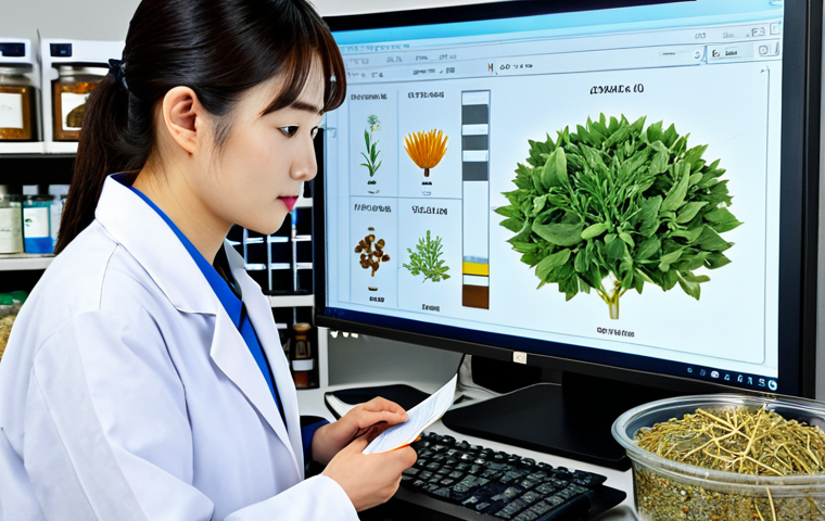 **

"A dedicated Korean medicine researcher in a professional lab coat, meticulously analyzing data on a computer screen, surrounded by traditional herbal medicine ingredients, fully clothed, appropriate attire, safe for work, perfect anatomy, natural proportions, professional, high quality, focused on data analysis, modest setting."

**