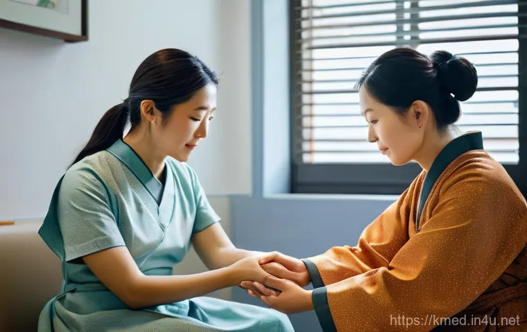 한의학 실무 경험 공유 - **Image Prompt 1: Empathic Consultation in a Hanui Clinic**
    "A compassionate Korean medicine doc...