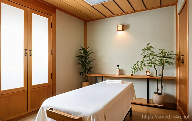 한의사와 스트레스 관리 - A warm and inviting modern Hanbang clinic consultation room with a soothing, natural aesthetic. A co...