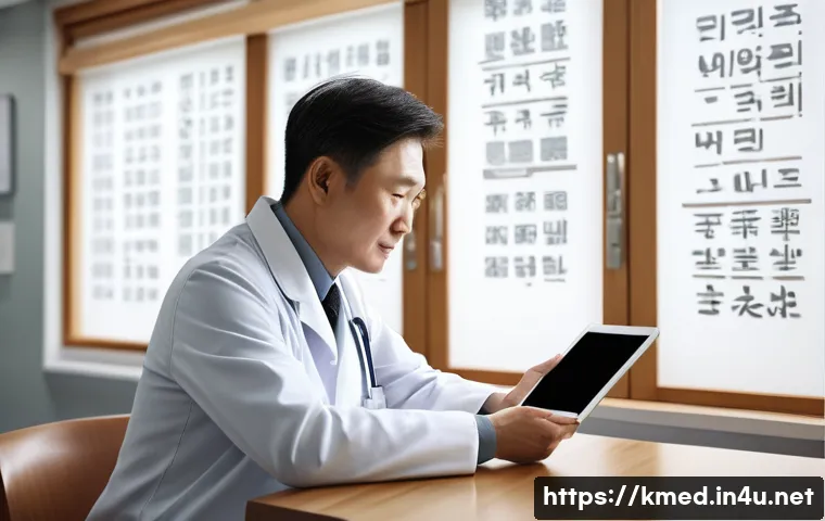 한의사와 근무시간 관리 - A busy traditional Korean medicine clinic interior with a focused Korean male Han doctor in a white ...