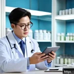 Home 21 한의사로서 성장하는 법 - A professional traditional Korean medicine doctor in a modern clinic setting, attentively reading th...
